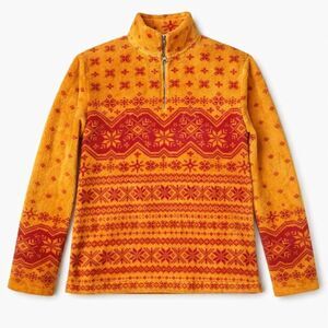 Vintage Talbots Nordic Orange Pink Quarter Zip Pullover Fluffy Fleece Sweater
